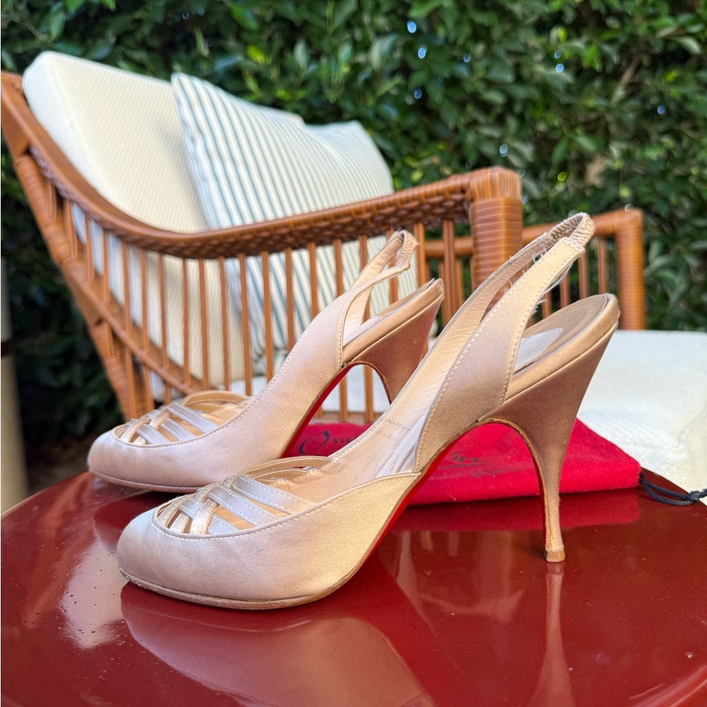 Christian Louboutin Nude Slingback Heels - Picture 4 of 7
